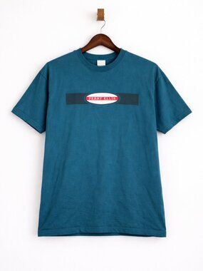 Vintage Perry Ellis Mens Teal Logo Tee/ Y2K Streetwear‎ Men's T-Shirt Large